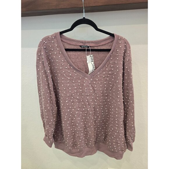 Bloomchic Womens V-Neck Pink Sweater  22-24 Soft & Comfortable Knit NWT - Picture 1 of 3